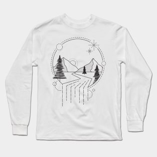 Aesthetic landscape drawing Long Sleeve T-Shirt